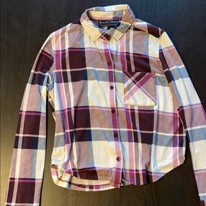 Medium, white, maroon and navy flannel